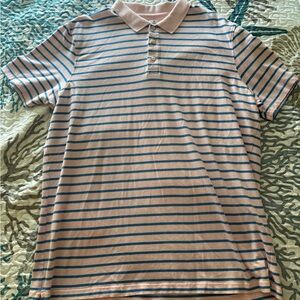 crown & ivy Pink Polo with Blue Stripes